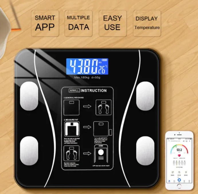 GlowTrack™ Smart Body Scale – Bluetooth Weight, Fat, and Body Composition Analyzer